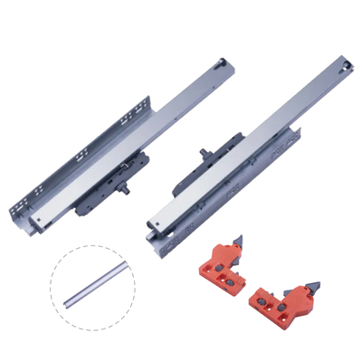 16mm & 19mm Full Extension Synchronized Push Open Drawer Slides With 2D Handle And Bar (Full Size)